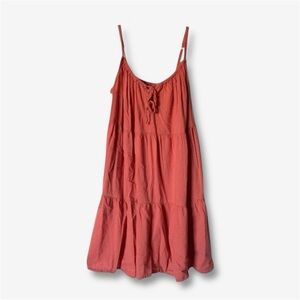Old Navy Tiered Clip-Dot Mini Cami Swing Dress Rust Orange Coral Size Small